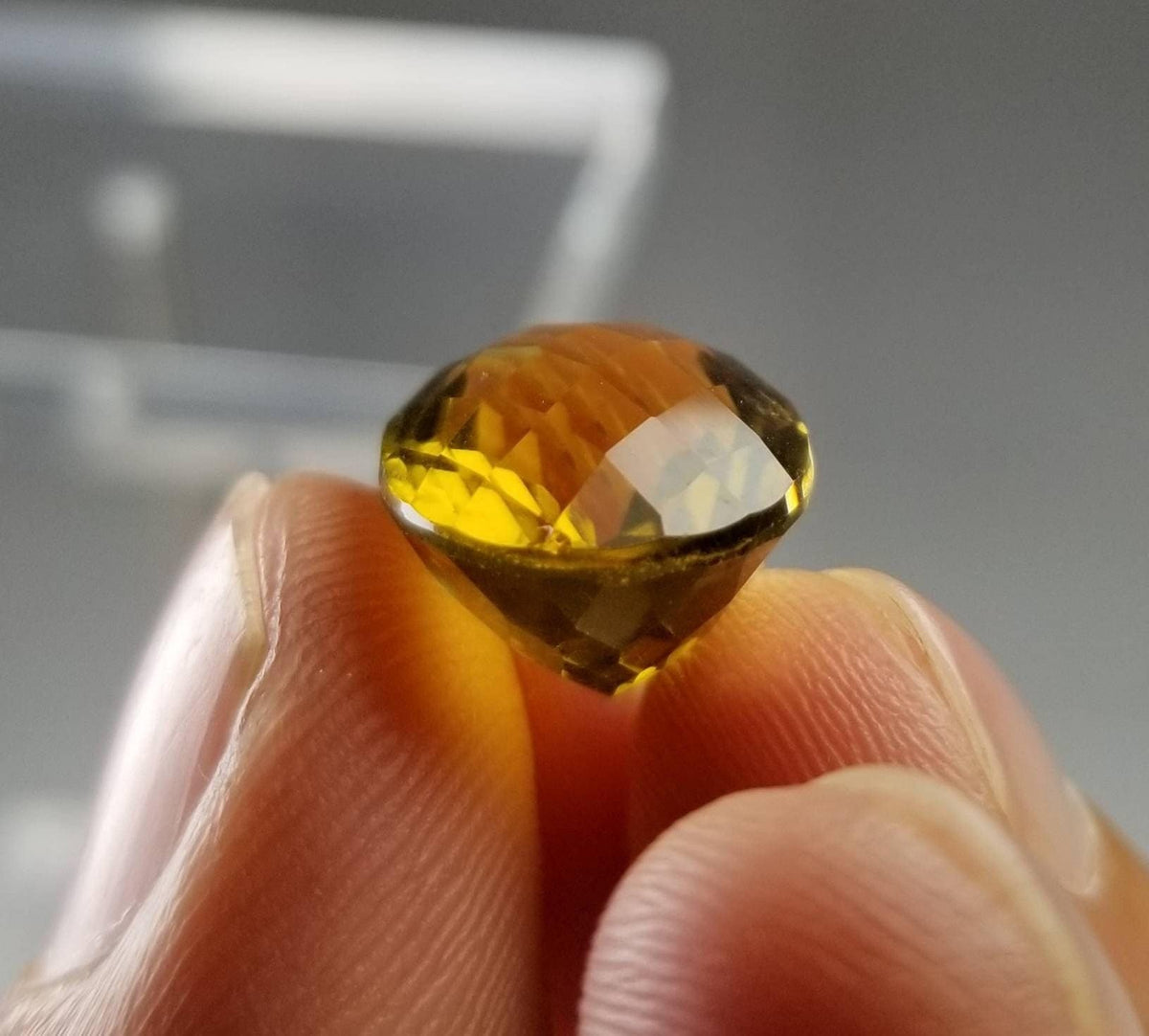 Natural good quality checkerboard faceted ring size citrine loose gemstone