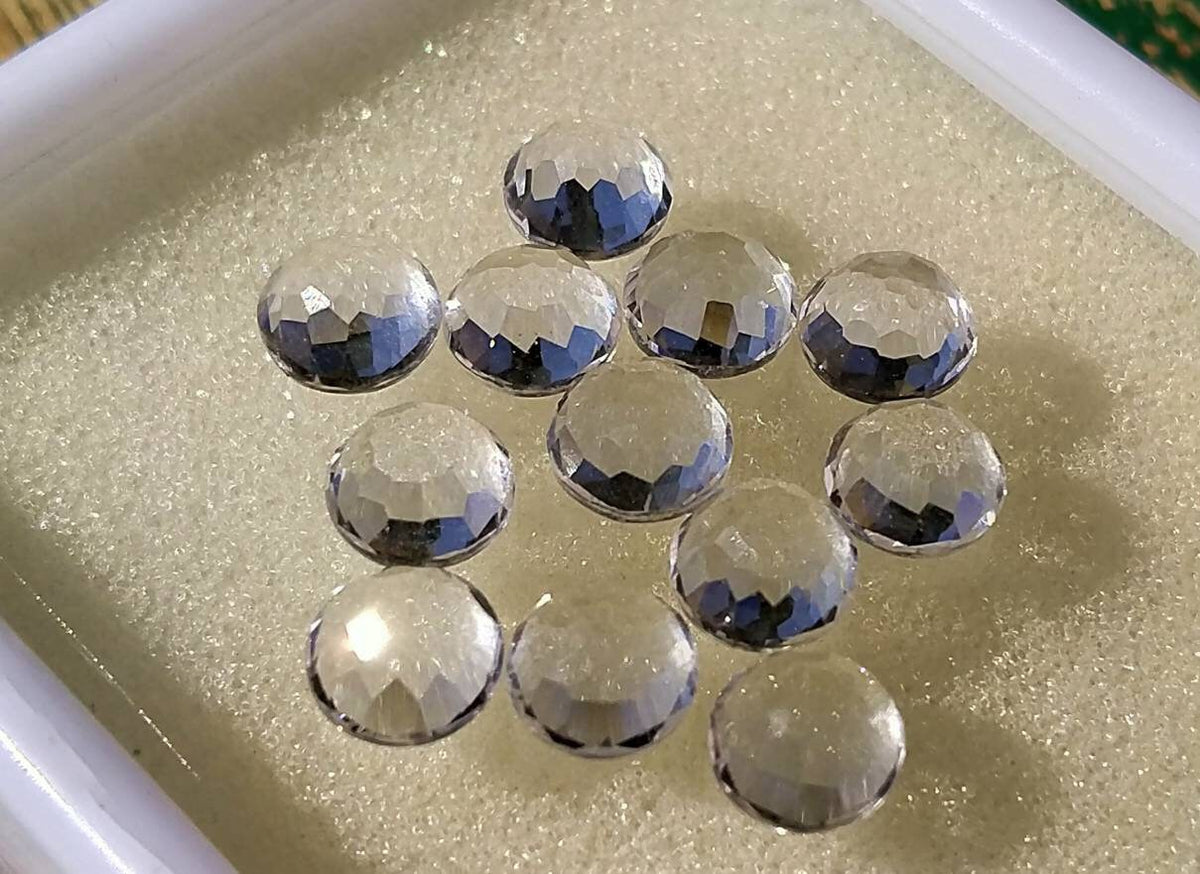 Rose Cut Quartz Cabochons, Calibrated Faceted Gemstones, 19 ct (12 pcs)