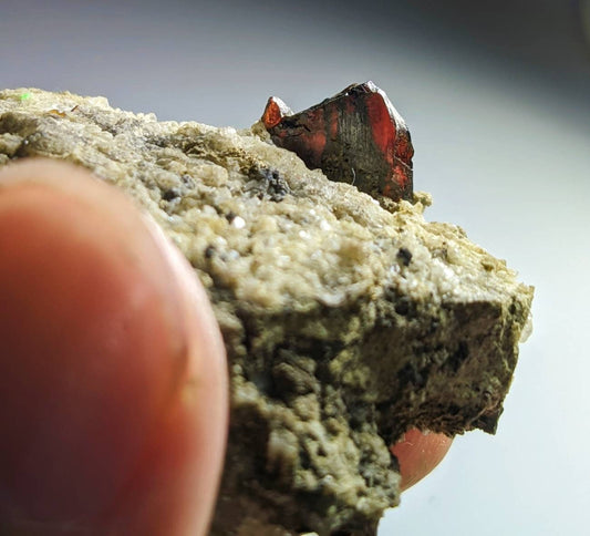 Red Brookite Crystal on Quartz Matrix, Pakistan (17 grams)