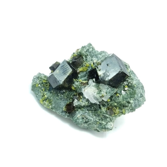 Andradite garnet crystal on matrix on albite with green epidote from Pakistan, 13 grams