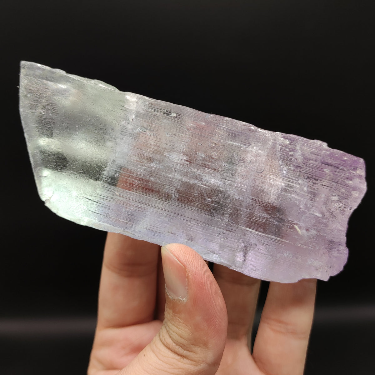 Bicolor Spodumene var kunzite clear lustrous crystal from Afghanistan, 188 grams