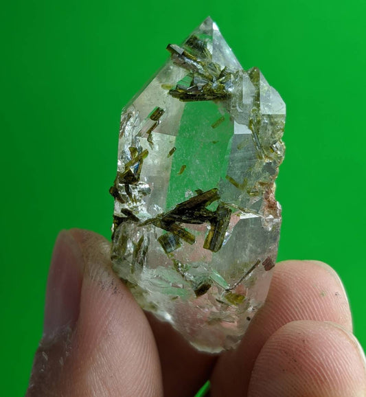 Epidote Included Quartz Crystal, Balochistan Pakistan