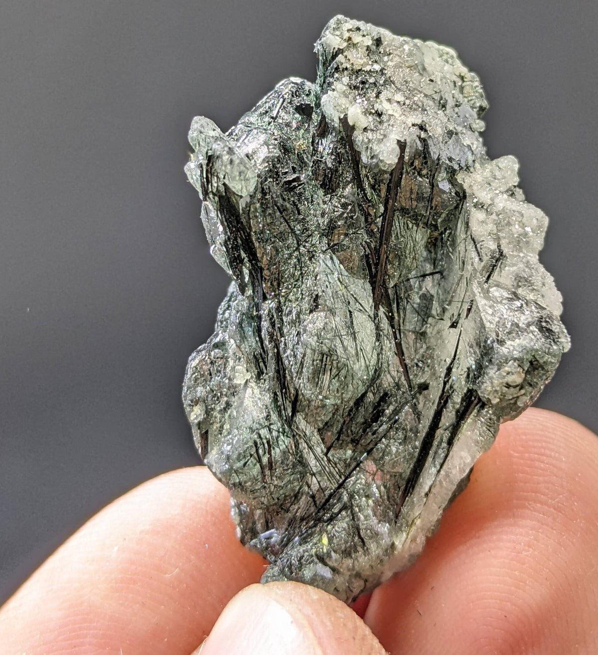 Apatite crystal with green basolite inclusion from KP Pakistan, 11.5 grams