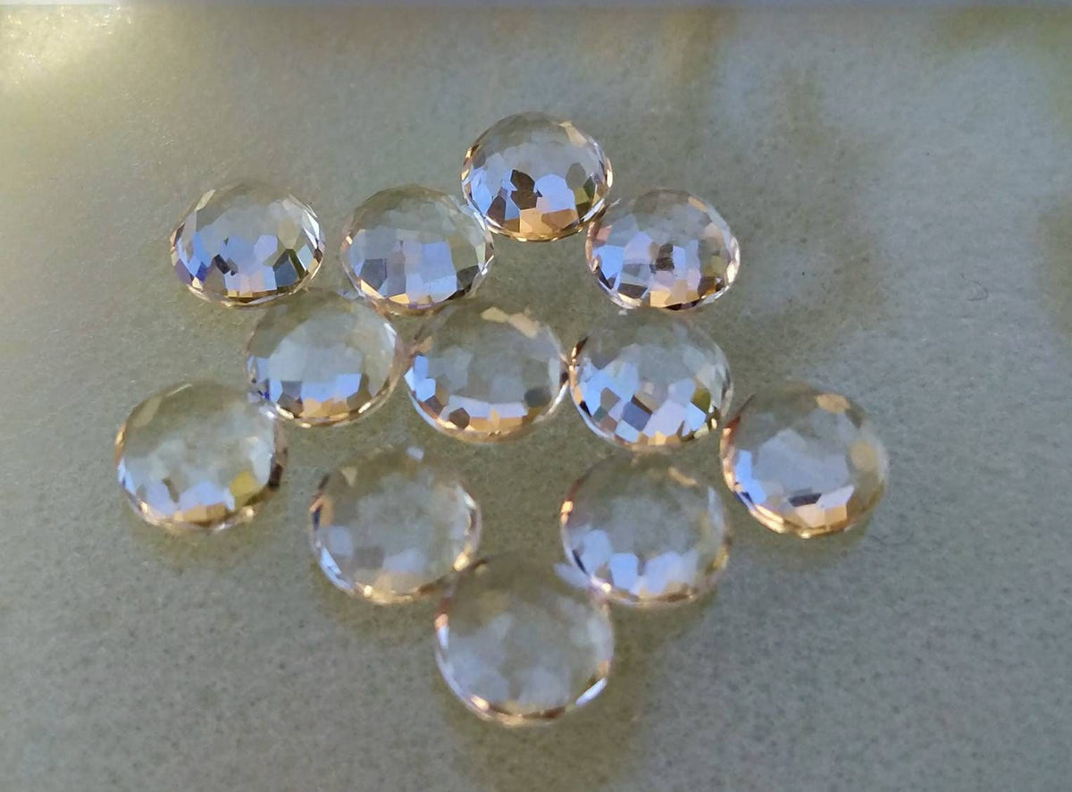 Rose Cut Quartz Cabochons, Calibrated Faceted Gemstones, 19 ct (12 pcs)