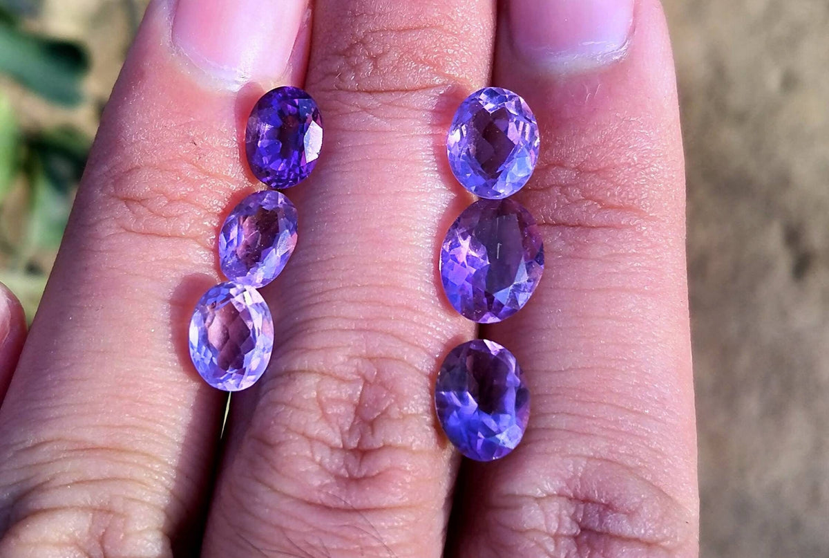 Faceted Amethyst Gems, Natural Loose Stones, 15 Carats Total