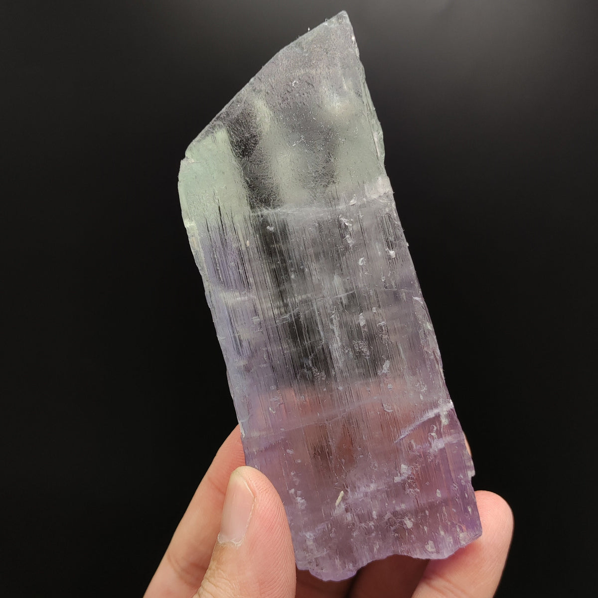 Bicolor Spodumene var kunzite clear lustrous crystal from Afghanistan, 188 grams