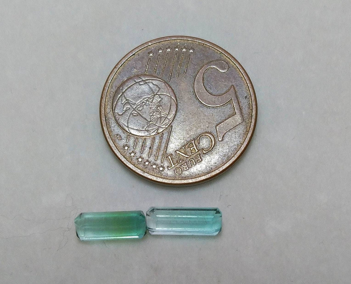 2 Carat Light Blue Tourmaline Gemstones, Faceted Radiant Cut
