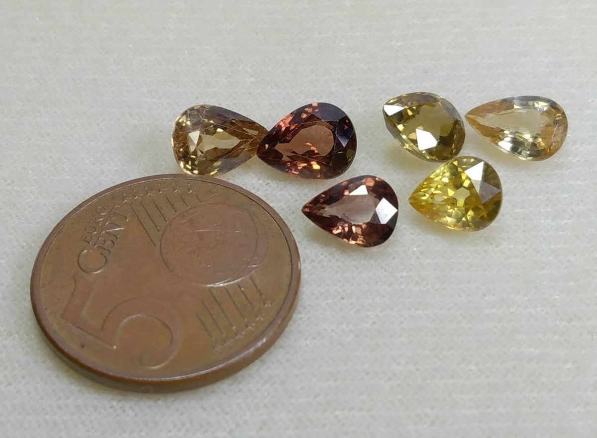 Faceted Zircon Gems Set, Untreated VV Clarity, 12.5 Carats