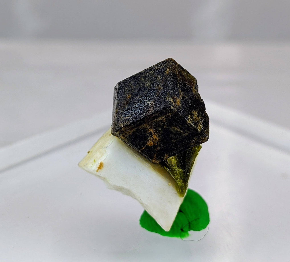 On matrix andradite garnet with green epidote crystals from Pakistan, 5.4 grams
