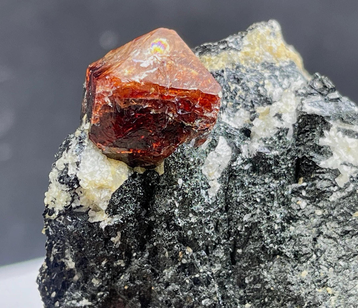 Zircon On Matrix | Red Zircon Mineral Specimen | bicolor yellow and Red Zircon on biotite matrix | Red Zircon Specimen from Pakistan 218 g