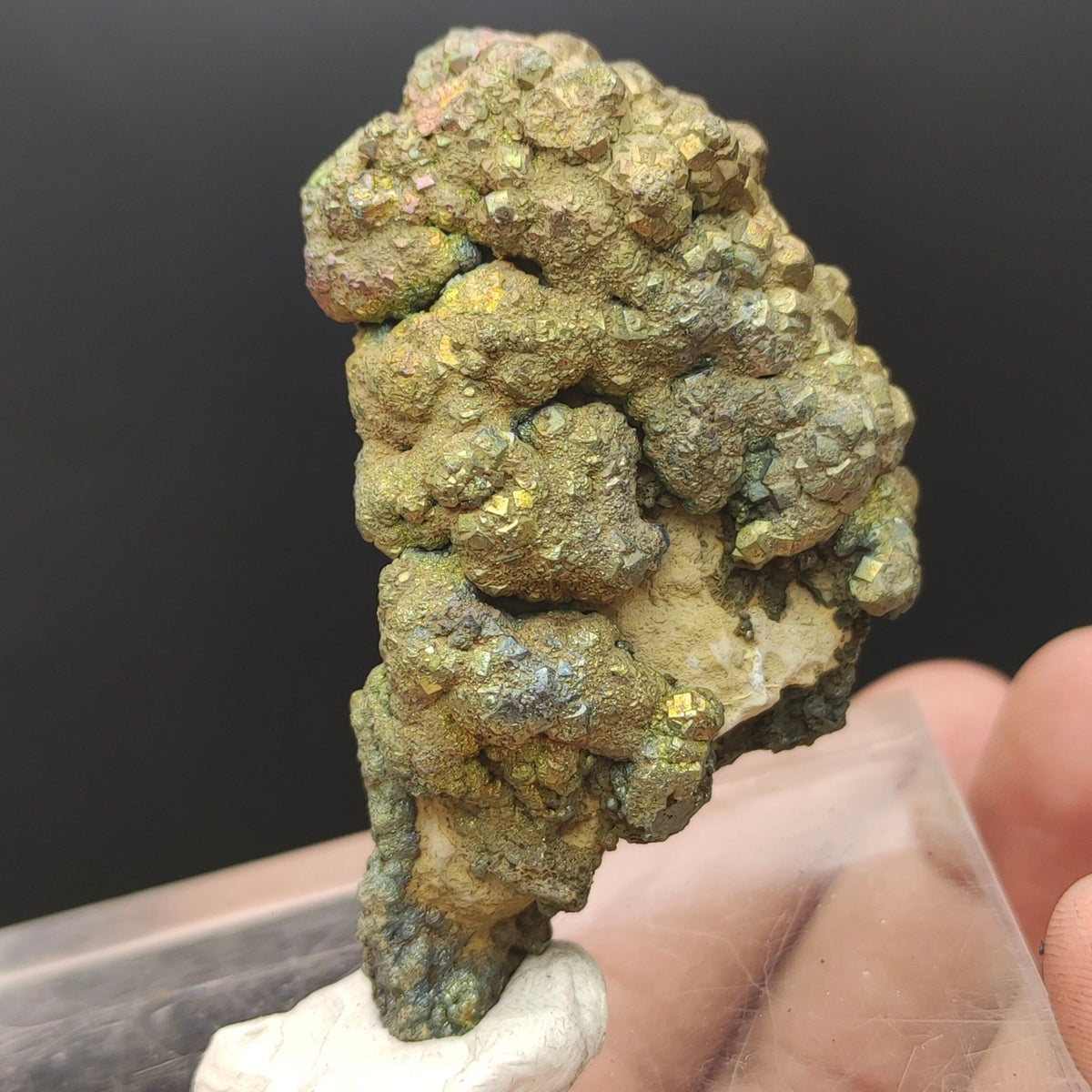 Natural golden Marcasite crystal with rainbow effect on surface from Pakistan, 56 grams