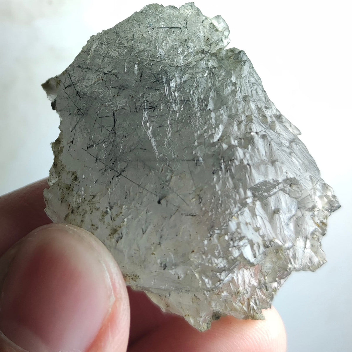 Natural Magnecio-Reibeickite included etched quartz crystal  from Zagi mountain KP Pakistan, 41 grams