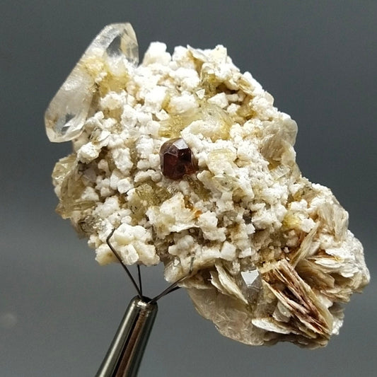 Quartz & Spessartine Garnet Crystal on Matrix - Pakistan Mineral Specimen