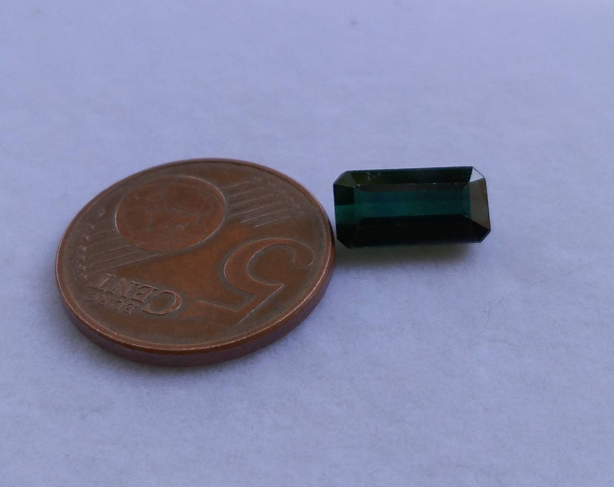 4 Carat Green Tourmaline Gem, Faceted Radiant Cut