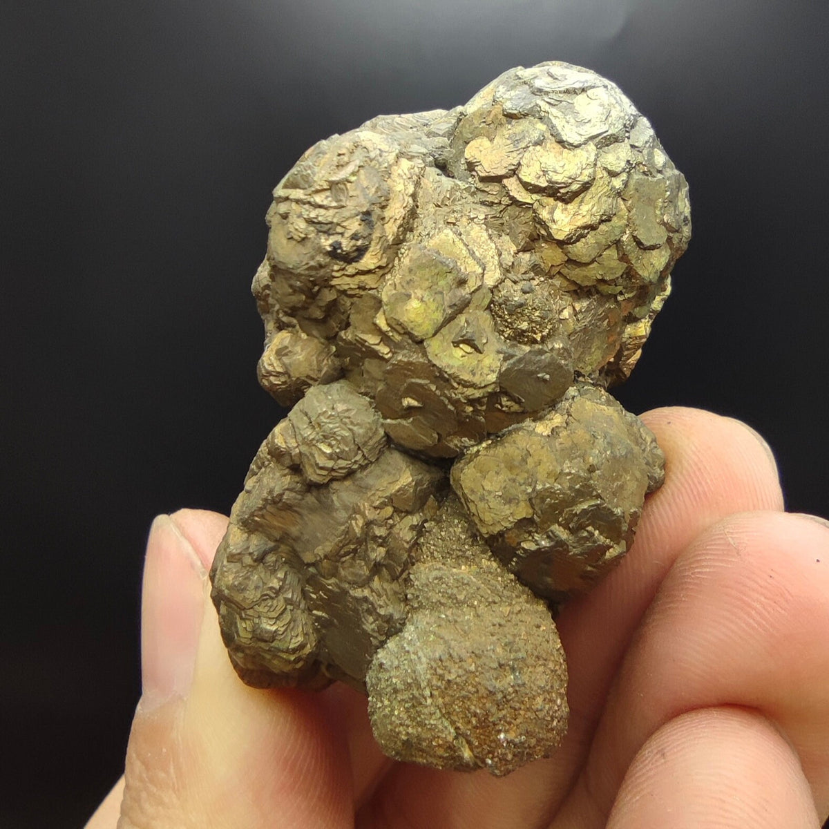 Natural golden Marcasite crystal with rainbow effect on surface from Pakistan, 116 grams