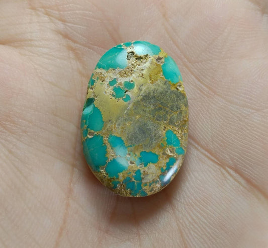 36 Carat Natural Turquoise Cabochon, Untreated Oval Gemstone
