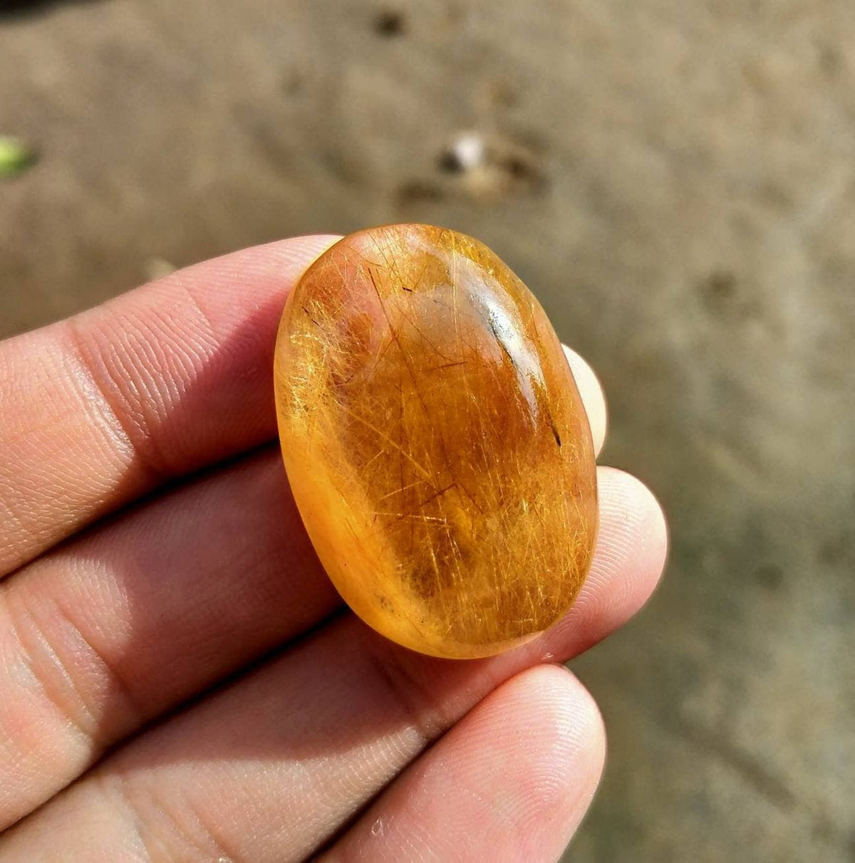 Natural good quality Yellow rutile quartz cabochon