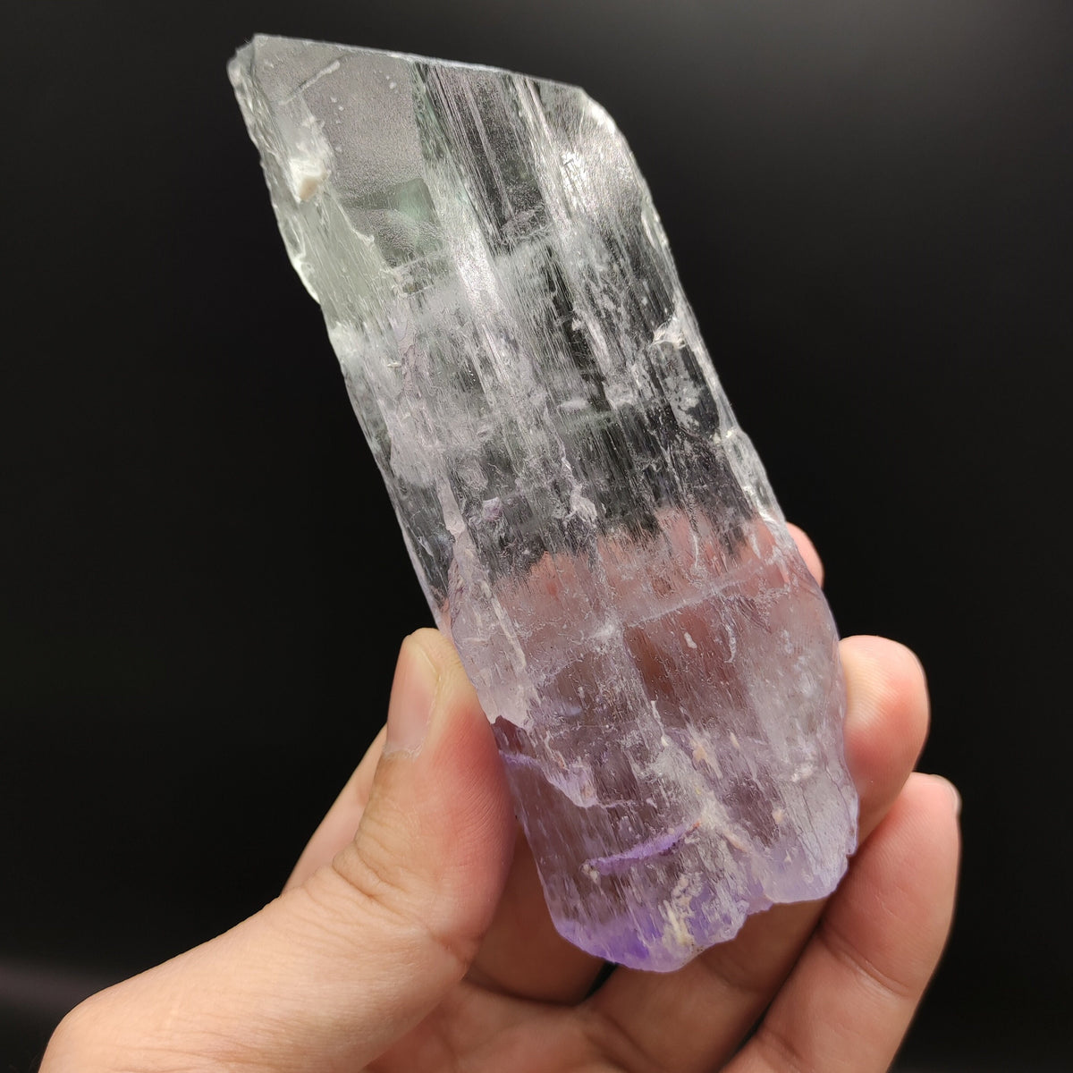 Bicolor Spodumene var kunzite clear lustrous crystal from Afghanistan, 188 grams