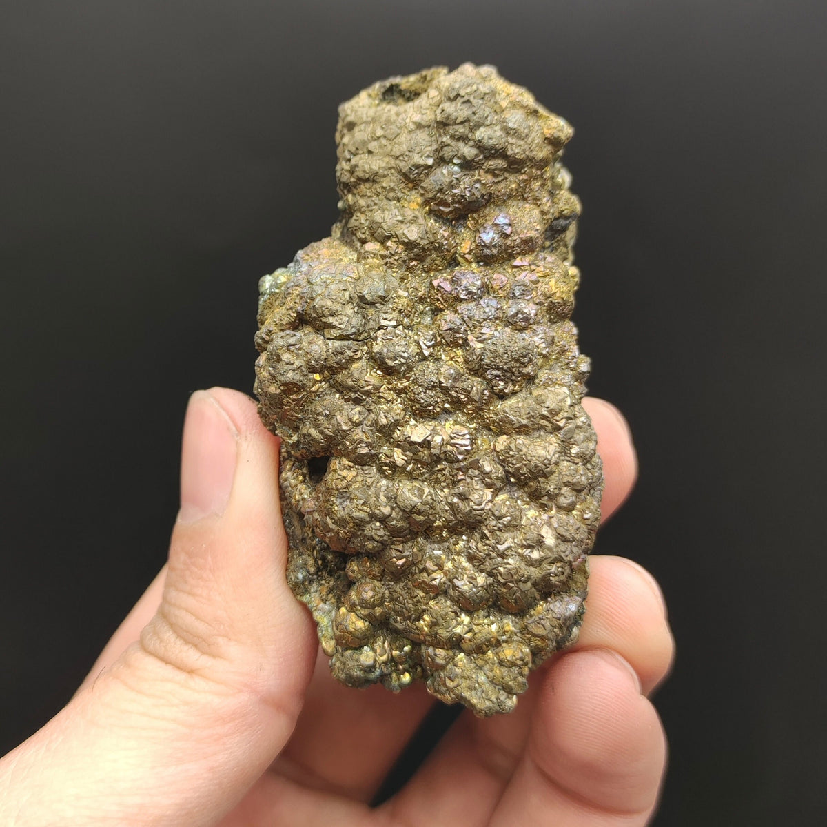 Natural golden Marcasite crystal with rainbow effect on surface from Pakistan, 98 grams