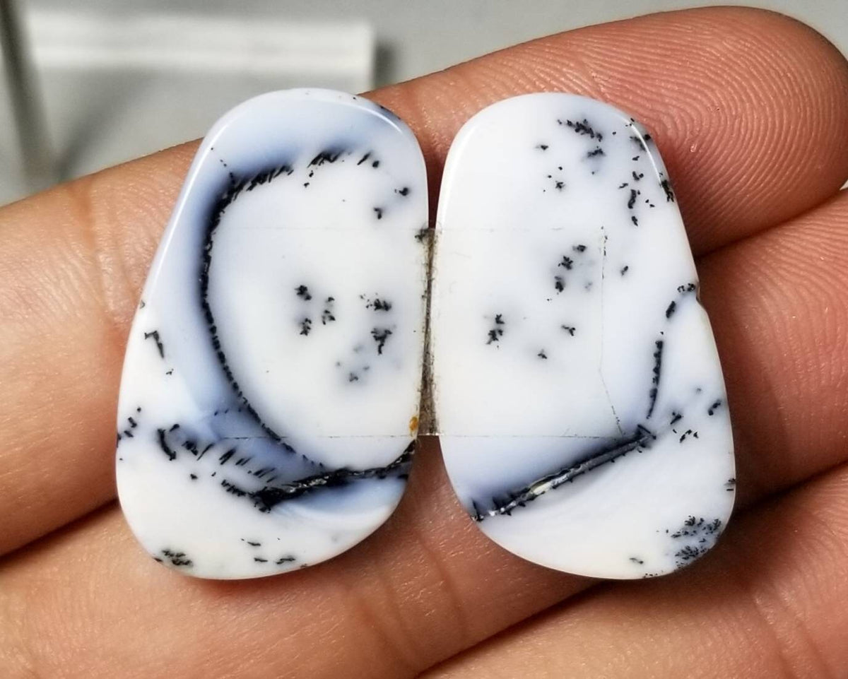 Natural Dendritic Opal Matching Pair, 39 Carats