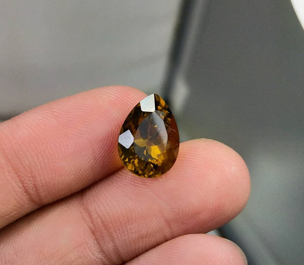 Faceted Pear Citrine Gemstone, 7 Carats