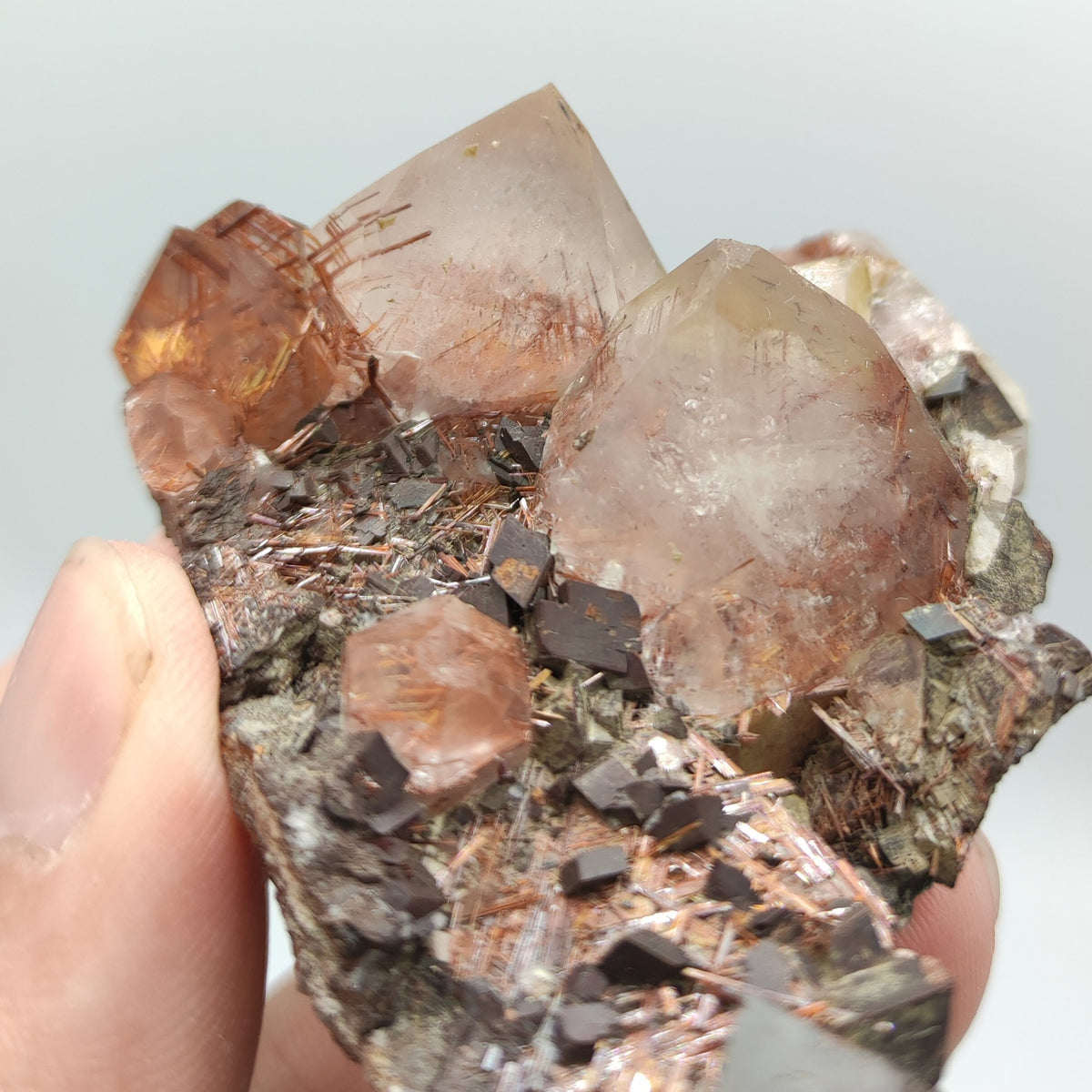 Golden Rutile Quartz Cluster with Siderite, Skardu Pakistan