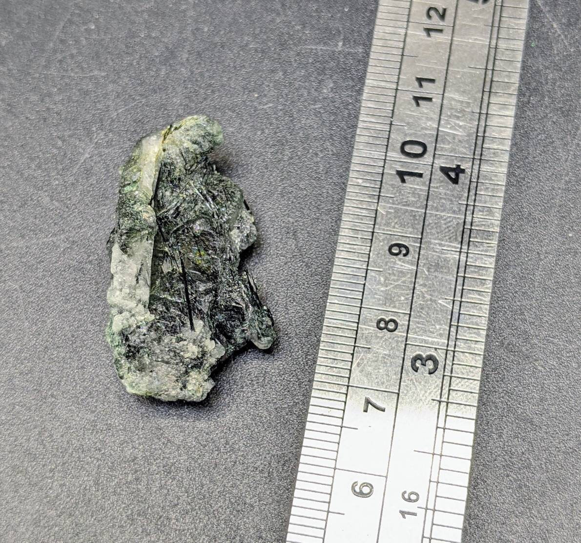 Apatite crystal with green basolite inclusion from KP Pakistan, 11.5 grams