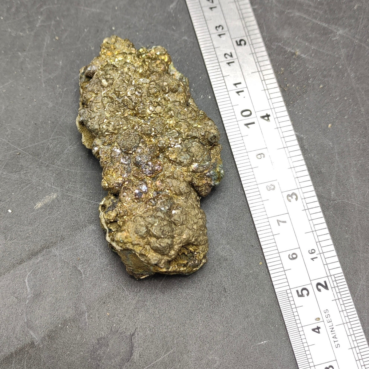 Natural golden Marcasite crystal with rainbow effect on surface from Pakistan, 98 grams