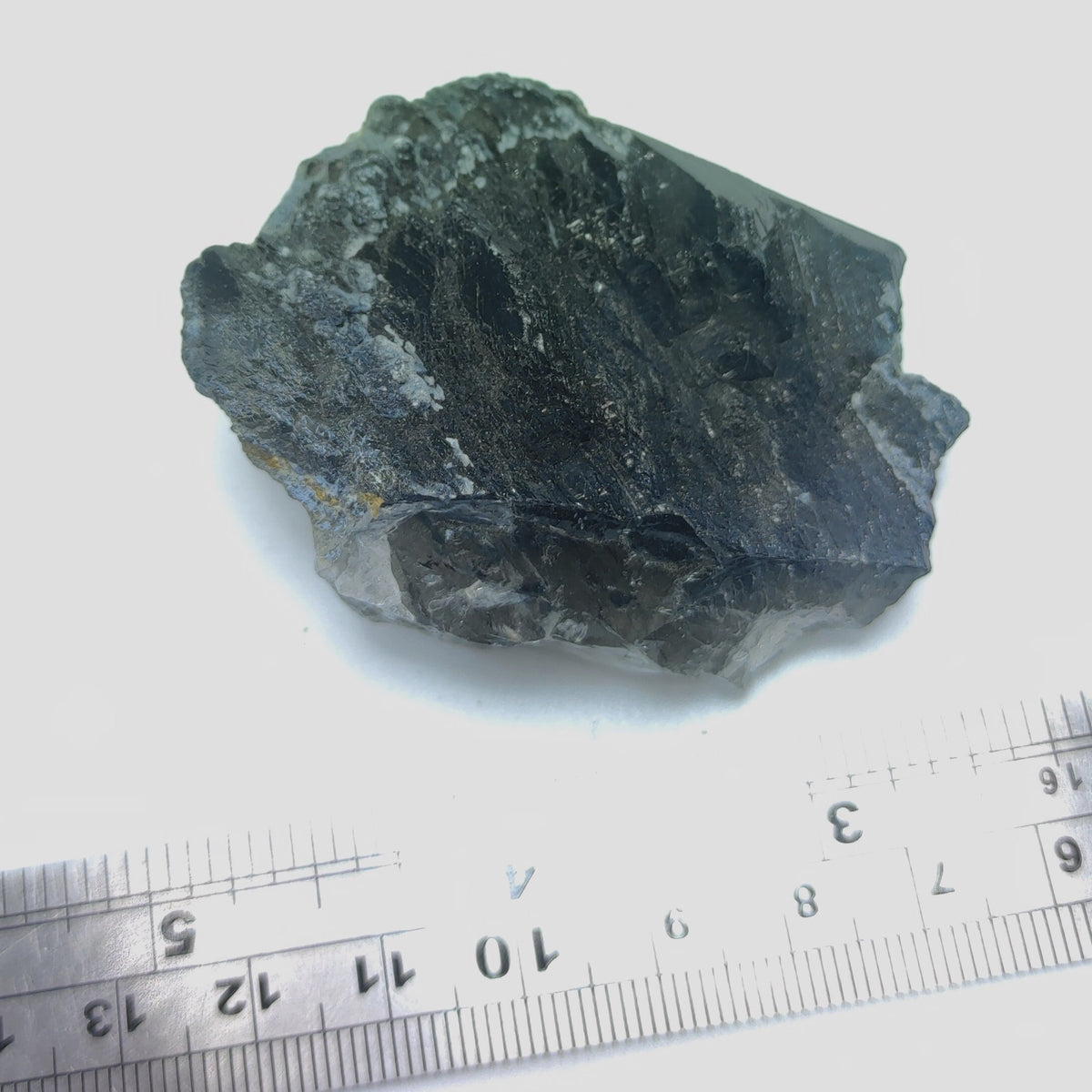 Natural unusual shape of blue Reibeckite included quartz crystal from KP Pakistan, 78.3 grams