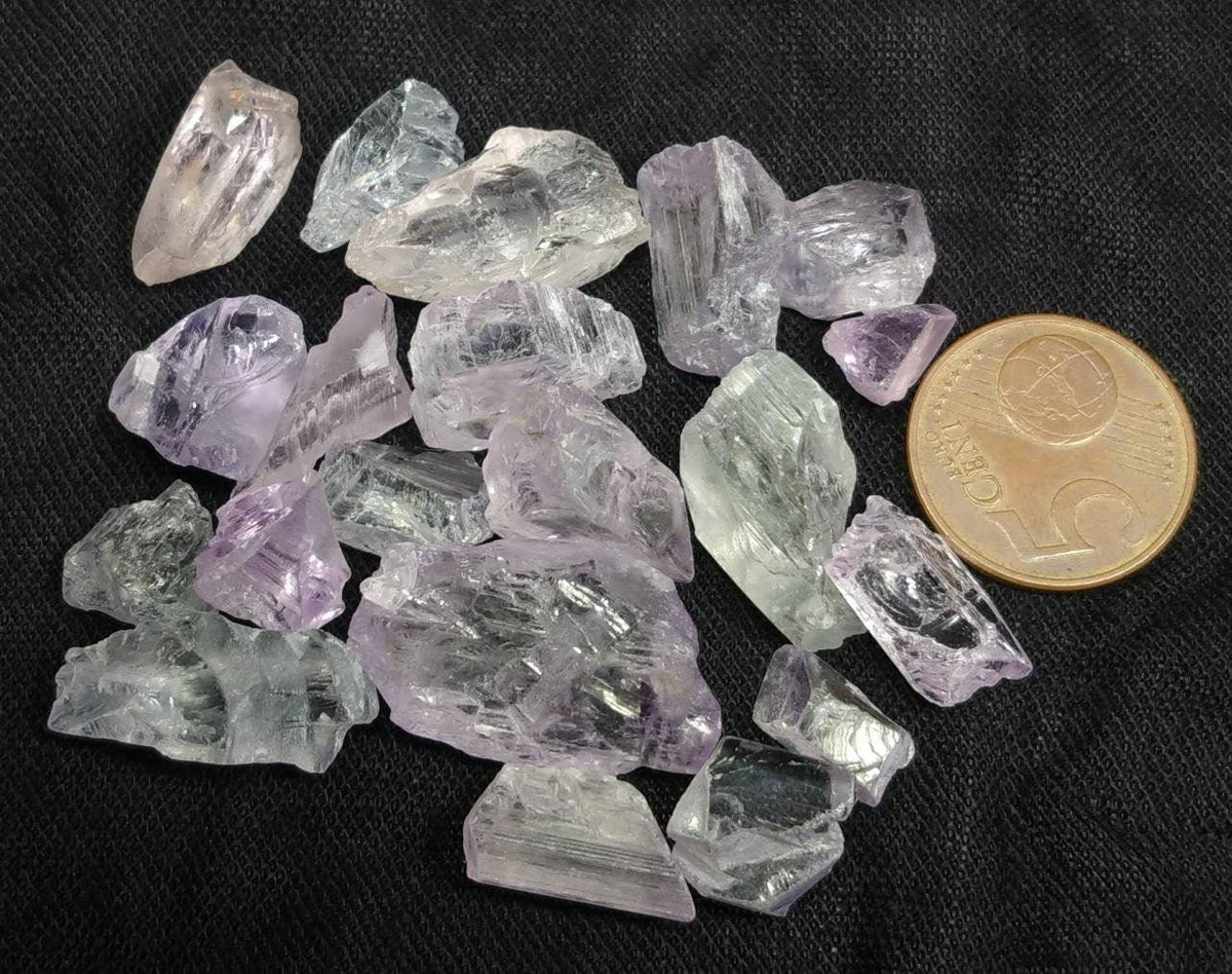 Kunzite Crystals Lot, Clear Facet Rough, Afghanistan Origin (42.5 grams)