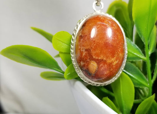 Indonesian Coral Sterling Silver Pendant