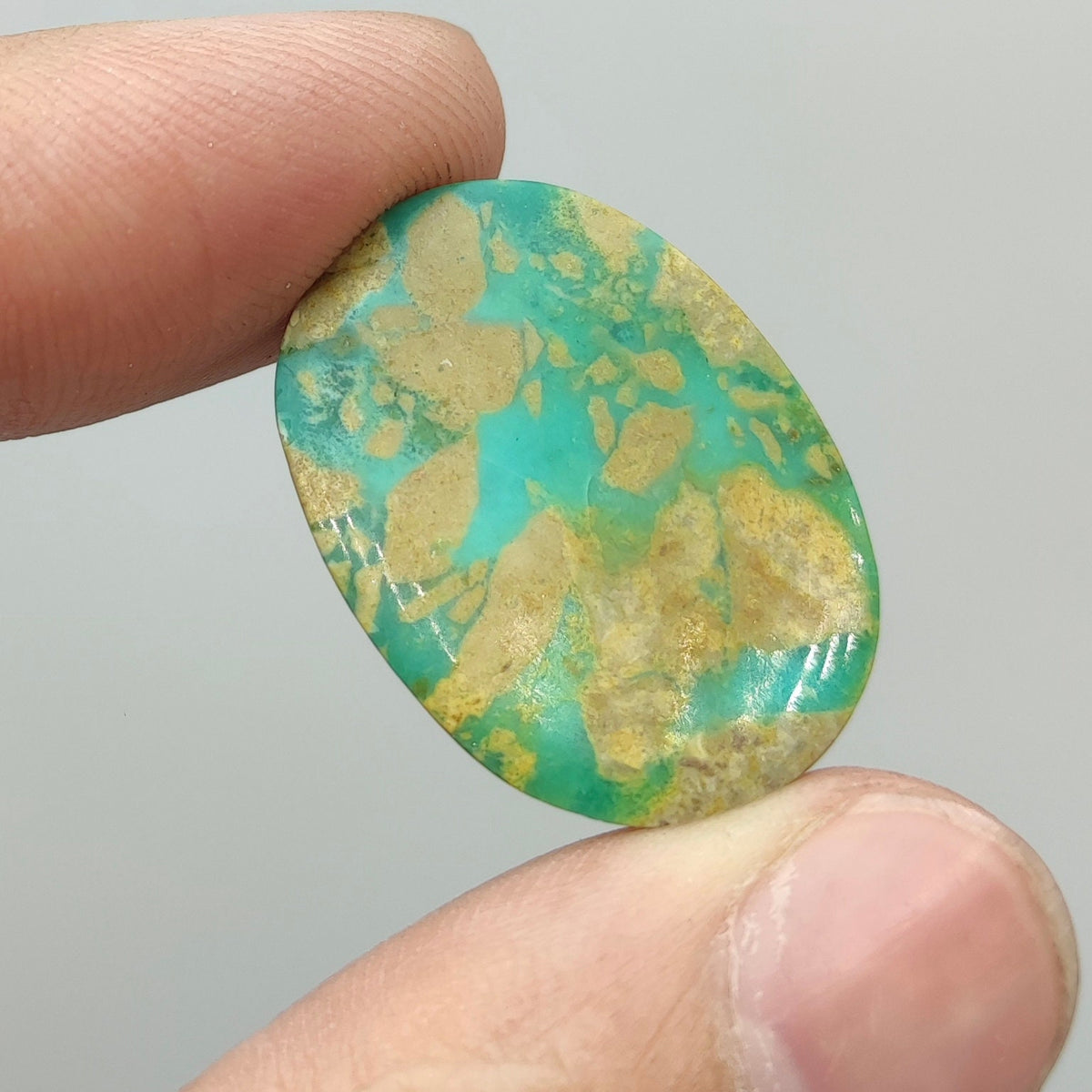 Natural green turquoise cabochon, stabilized, 6 grams