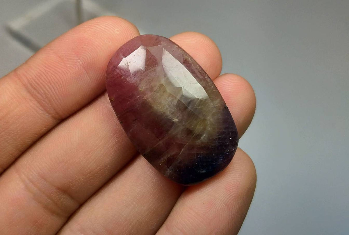 Natural good quality rose/cut faceted sapphaire cabochon