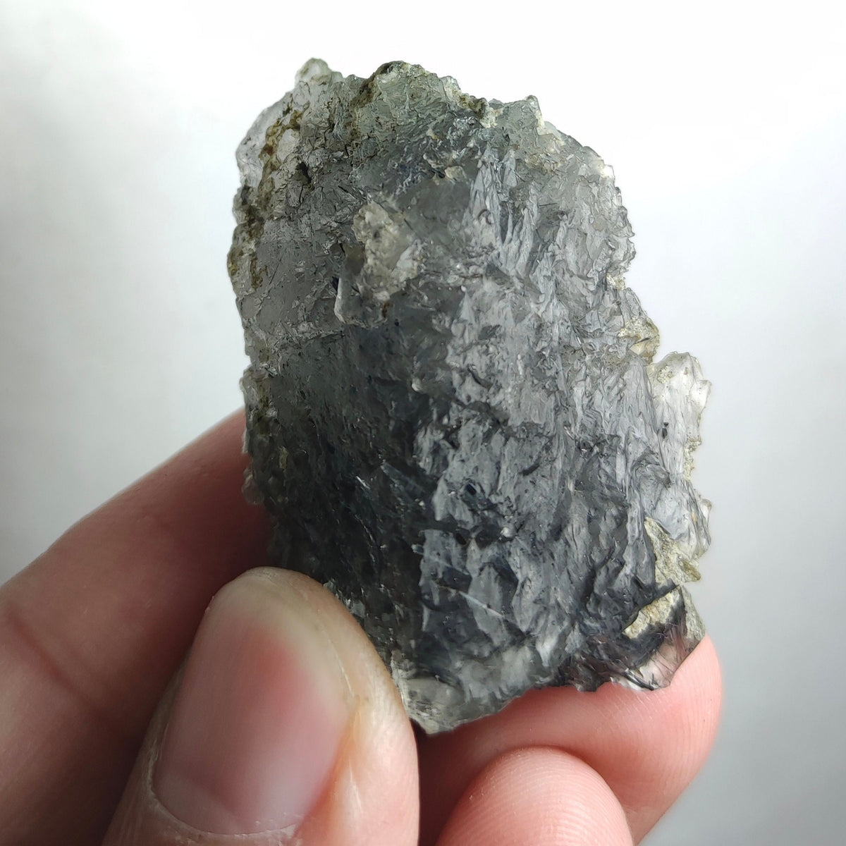 Natural Magnecio-Reibeickite included etched quartz crystal  from Zagi mountain KP Pakistan, 28.7 grams