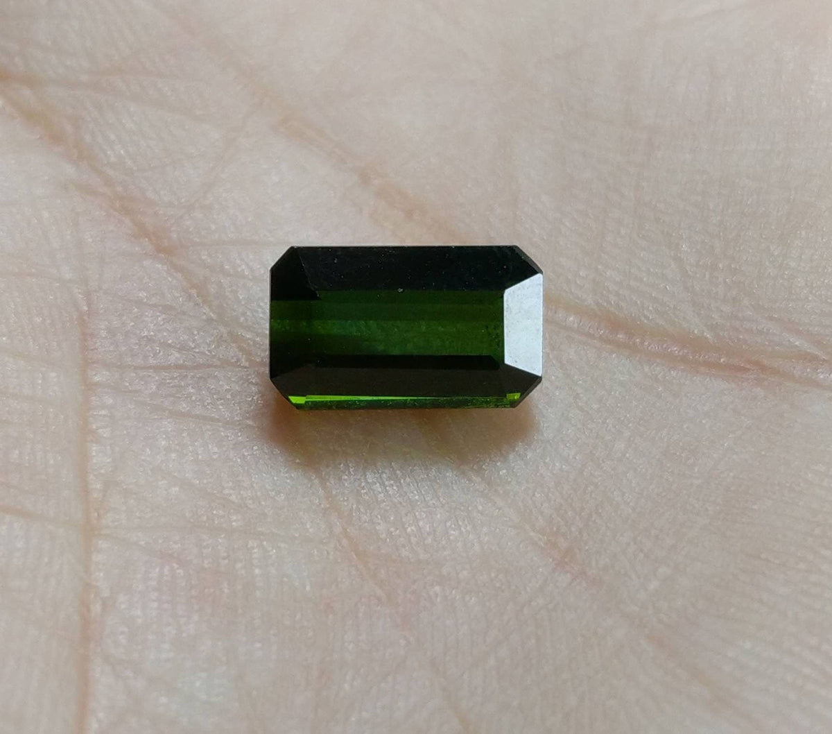 5 Carat Green Tourmaline Gem, Faceted Radiant Cut