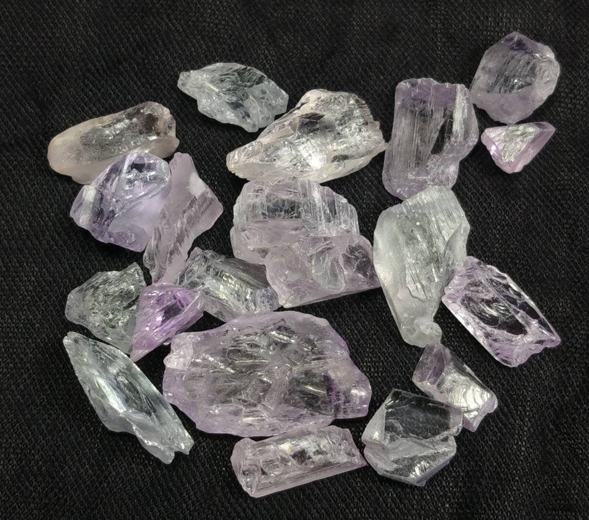 Kunzite Crystals Lot, Clear Facet Rough, Afghanistan Origin (42.5 grams)