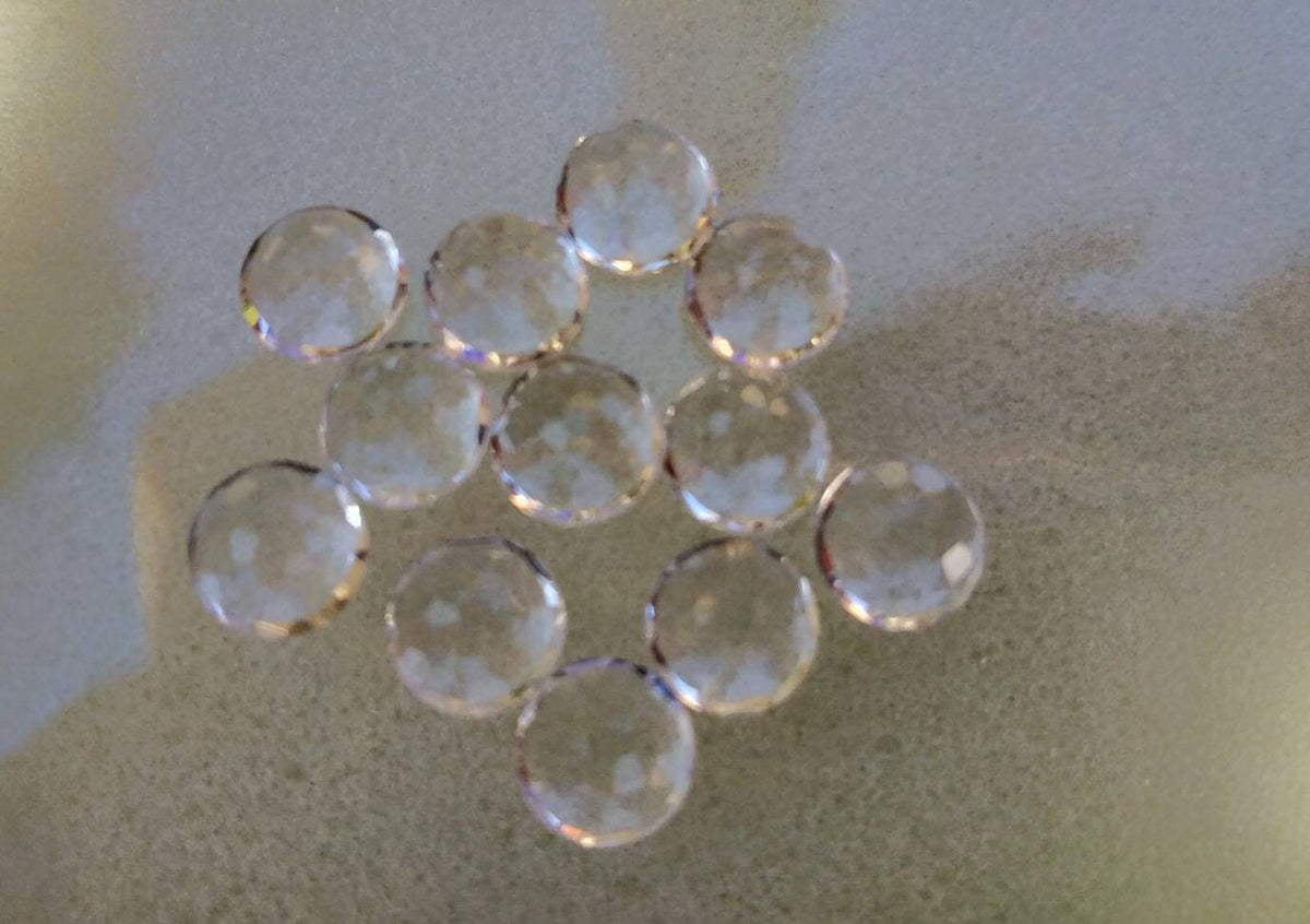 Rose Cut Quartz Cabochons, Calibrated Faceted Gemstones, 19 ct (12 pcs)
