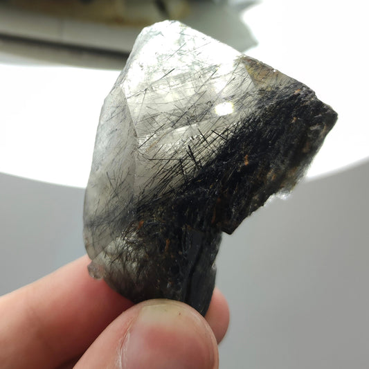 Natural blue rebeikite included quartz crystal from KP Pakistan, 42 grams