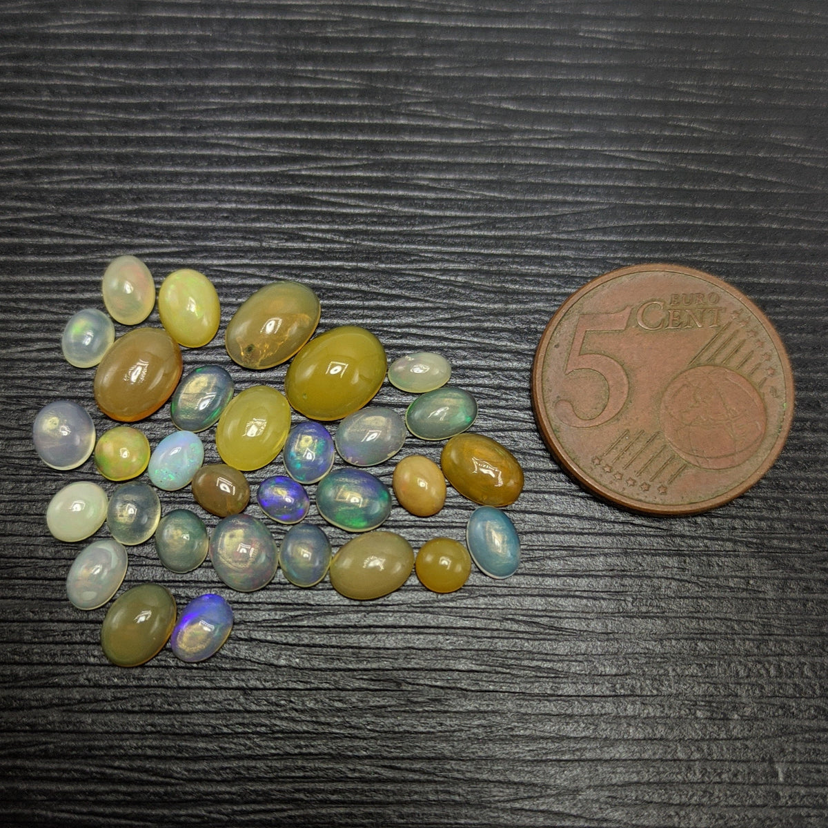 Natural small lot small sizes oval shapes fire opal Cabochons, 31 pieces, 10 carats