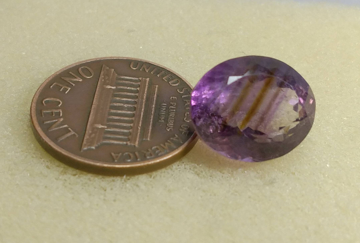 10 Carat Deep Purple Amethyst Gem, Oval Faceted VV Clarity