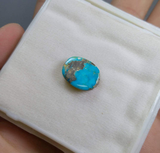 7 Carat Oval Turquoise Cabochon, Natural Untreated Gemstone