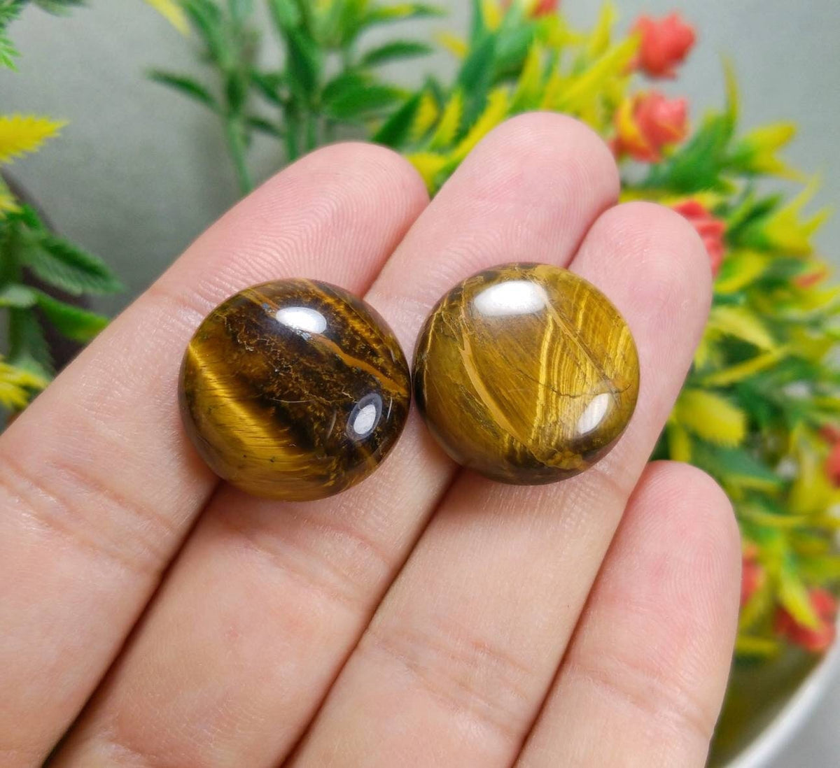 Tigereye Cabochons Pair, 37 Carats