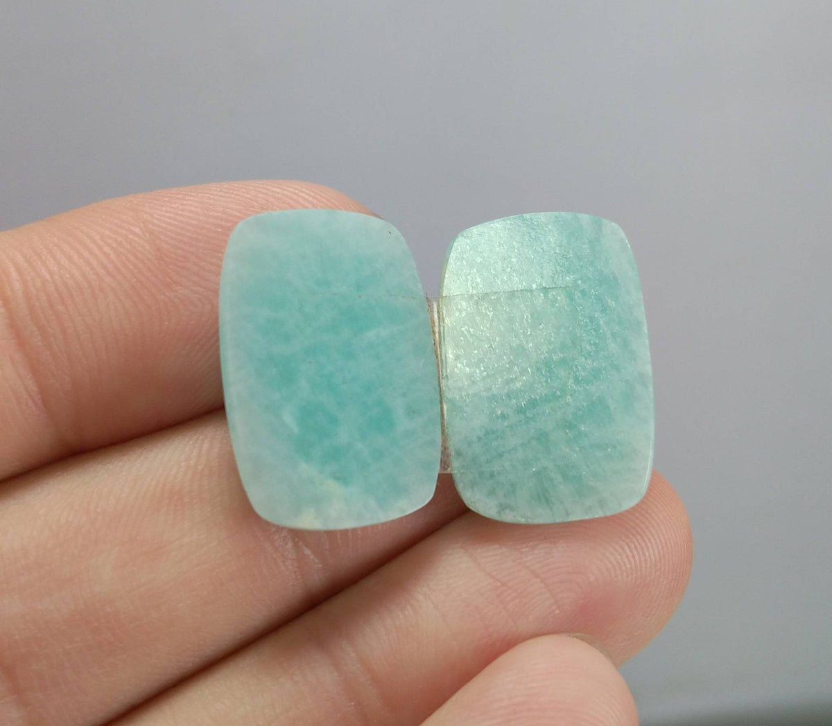 Rose Cut Amazonite Cabochons Pair, Faceted Gemstones