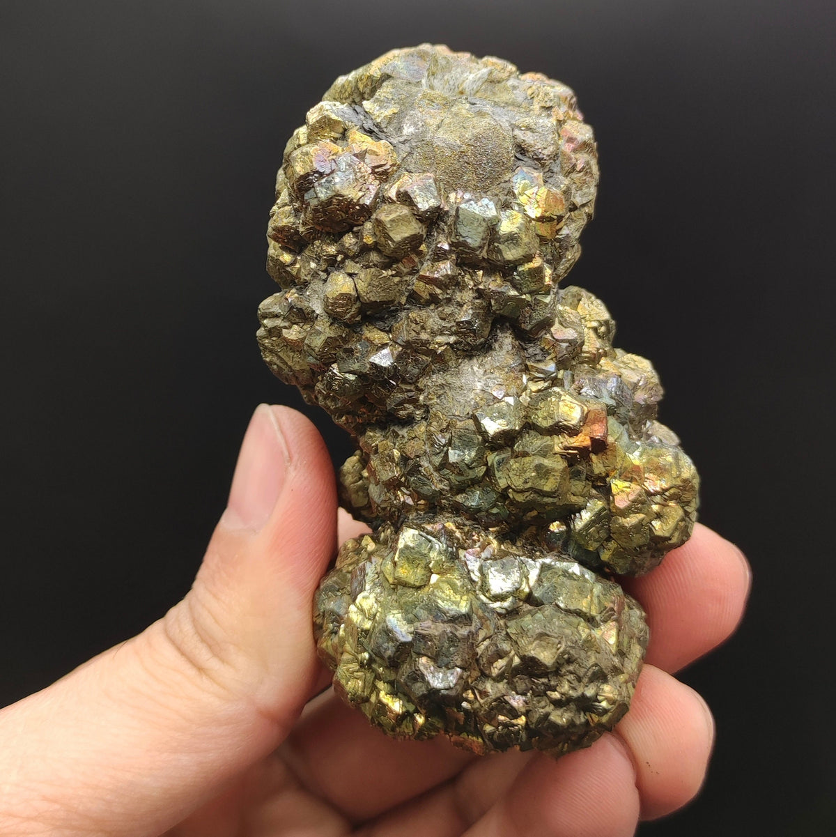 Natural golden Marcasite crystal with rainbow effect on surface from Pakistan, 294 grams