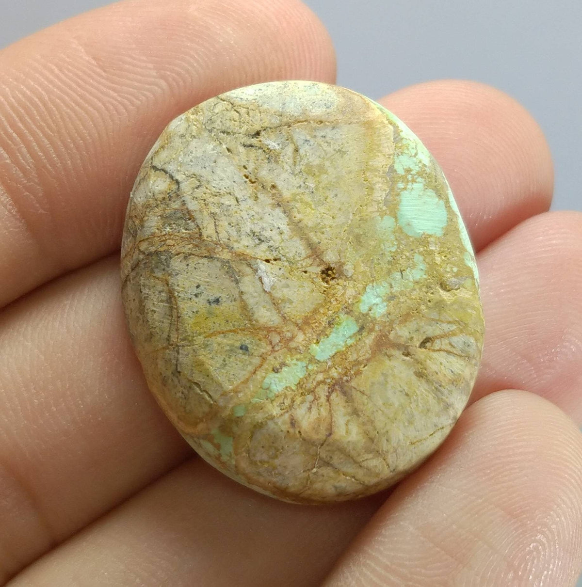 39 Carat Oval Turquoise Cabochon, Untreated Gemstone