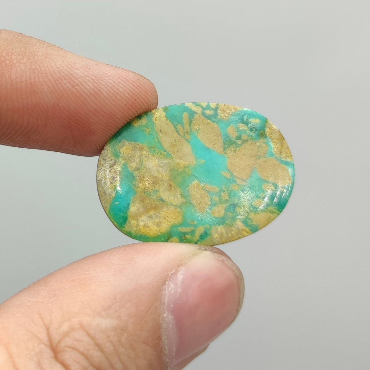 Natural green turquoise cabochon, stabilized, 6 grams