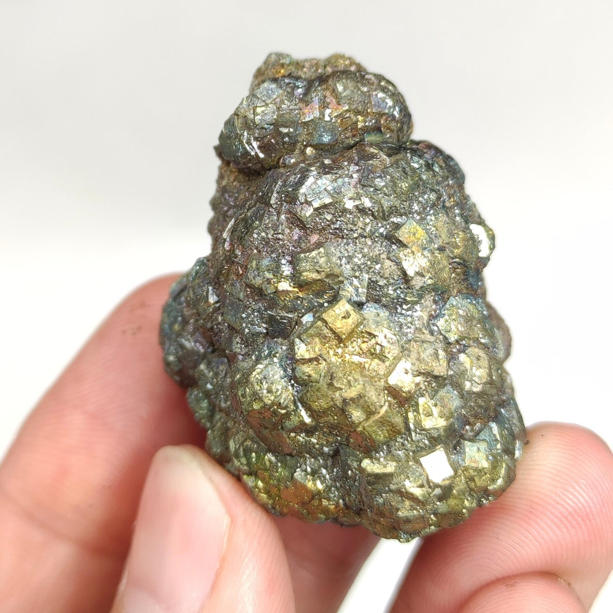 Natural golden Marcasite crystal with rainbow effect on surface from Pakistan, 82.8 grams