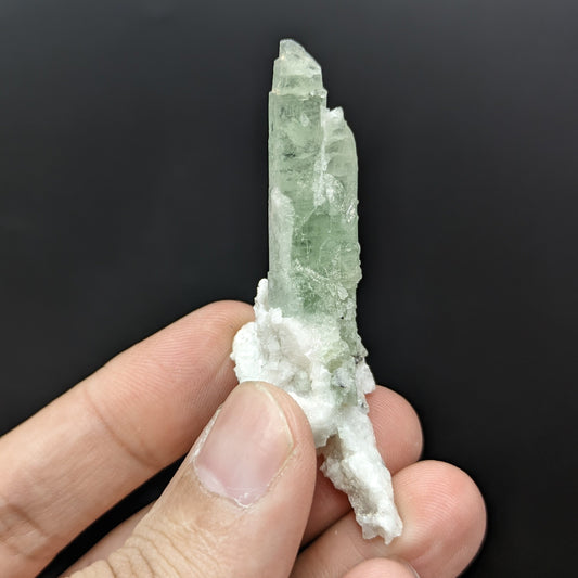 Rare Prismatic Green Herderite Crystal with Albite, Skardu Pakistan