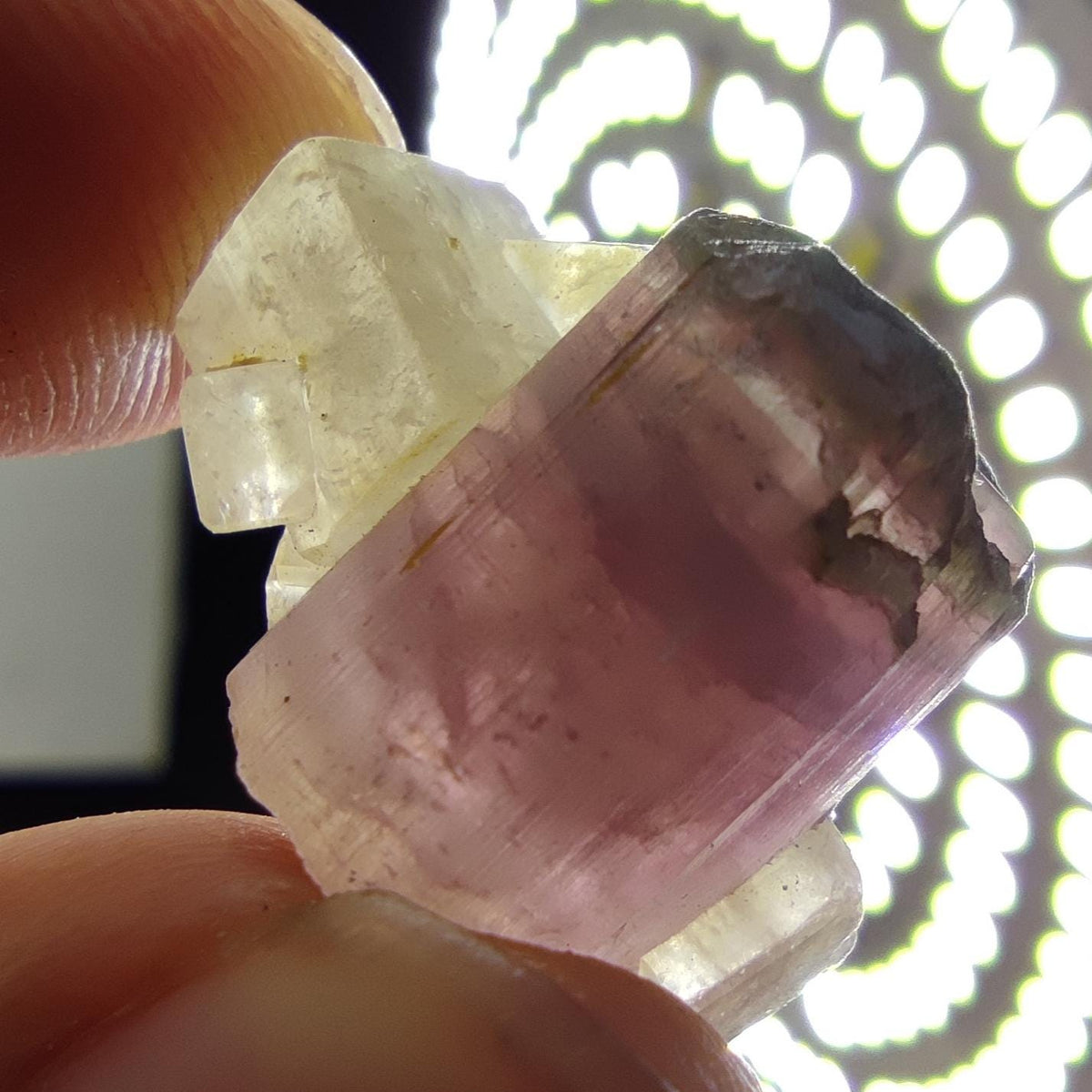 Bicolor tourmaline with pale Calcite |Rare Combination Tourmaline with calcite |Elbaite with calcite | Pink Tourmaline Crystal from Afghanis