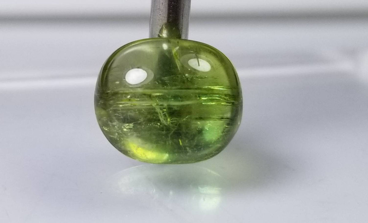 Natural good quality ring size faceted green  tourmaline cabochon